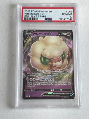 GEM MINT ULTRA RARE Whimsicott V HOLO! PSA 10 Pokémon Brilliant