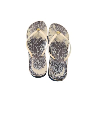 Tory Burch Thandie Wedge Leopard Print rubber flip-flops Size