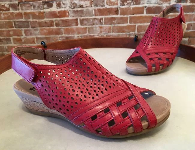 Earth Red Perforated Leather Pisa Galli Wedge Sandals NEW eBay
