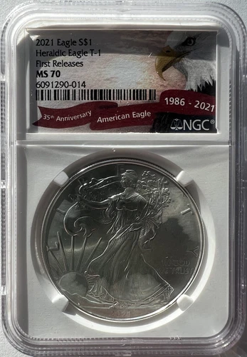2021 Silver Heraldic Eagle T-1 NGC MS70 - First Releases 35th Anniversary