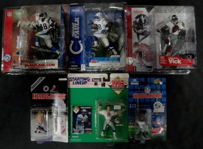 NFL & Hockey Figure Lot Marshall Faulk Drew Bledsoe Wayne Gretzky & More