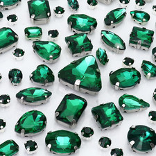 Sew on Rhinestones 104 PCS Mixed Shapes Glass Sew on Crystals for Crafts Metal F