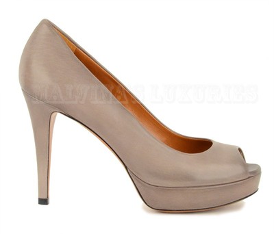 GUCCI SHOES BETTY PLATFORM LEATHER PLATFORM OPEN TOE PUMP FANGO $595 40.5 10.5