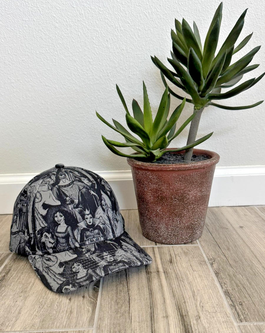 Disney Parks Villains Hat All Over Print Gray Black OSFM 