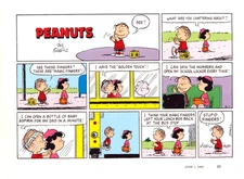 Vintage PEANUTS COMIC STRIP Pin-Up 6/1/1997 ART - LINUS HAS MAGIC FINGERS