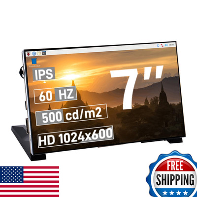 GeeekPi 7-Inch Screen for Raspberry Pi, 1024x600 IPS LCD Display, HDMI Portable