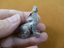 Y-COY-27) little gray striped COYOTE wolf wild dog SOAPSTONE stone PERU FIGURINE