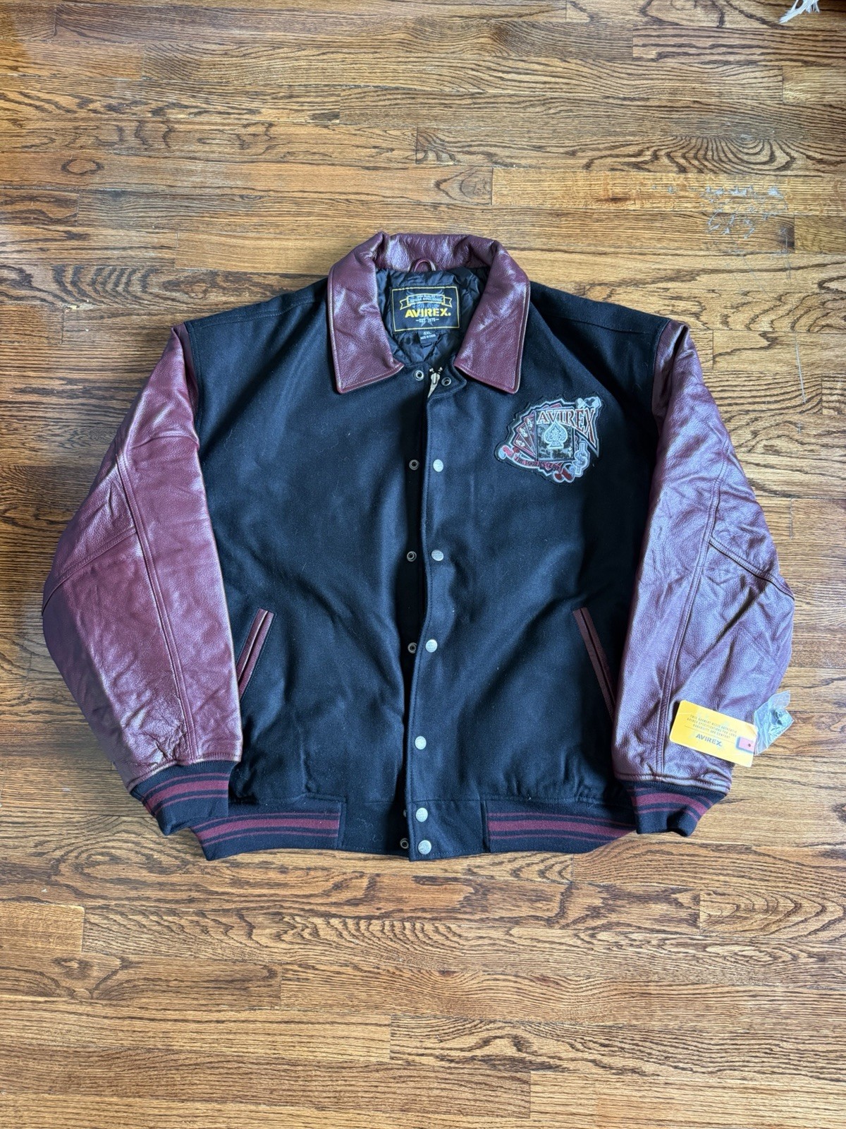 Vintage 90s AVIREX KING CASINO Leather Stadium Jacket 3XL NWT image 3