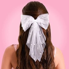 Hair Bow Pearl White Bachelorette Party Decoration Bride to Be Bridal Shower