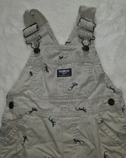 OshKosh B Gosh Toddler Boys Khaki Carpenter AOP Lizard Overalls Size 2T