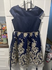 Rare Editions Girls Fancy Dress 14 Navy Blue Embroidered Pageant Recital