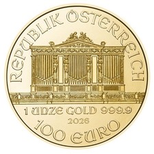 2026 Austria Gold Philharmonic 1 oz 100 Euro - BU 5376.72 per troy oz