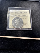 1963 ICCS Graded Canadian Silver ¢50 Cent,**PL-66 UHC** Cert# XLY 393