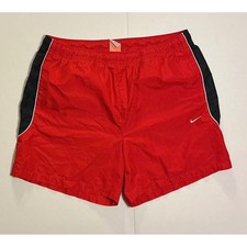 VTG Y2K Nike Athletic Dept Mens XL Red Black Running Shorts Nylon Swoosh