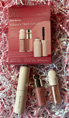 Rare Beauty Selena s Most Loved Mini Set Highlighter Liquid Blush Mascara NIB