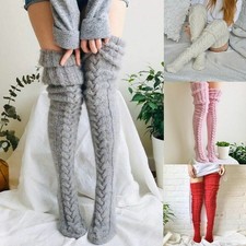 Women Warm Winter Knitted Socks Over Knee Long Thigh High Boot Soft Stockings US