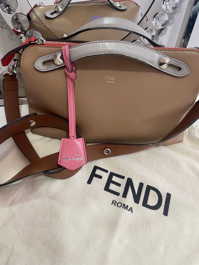 Fendi Baguette Bag Rare Visible Color Beige Pink Gray Silver Used
