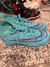 S-Lieniao Football Mens Soccer Cleats Aqua Blue Shoes Sz 9.5