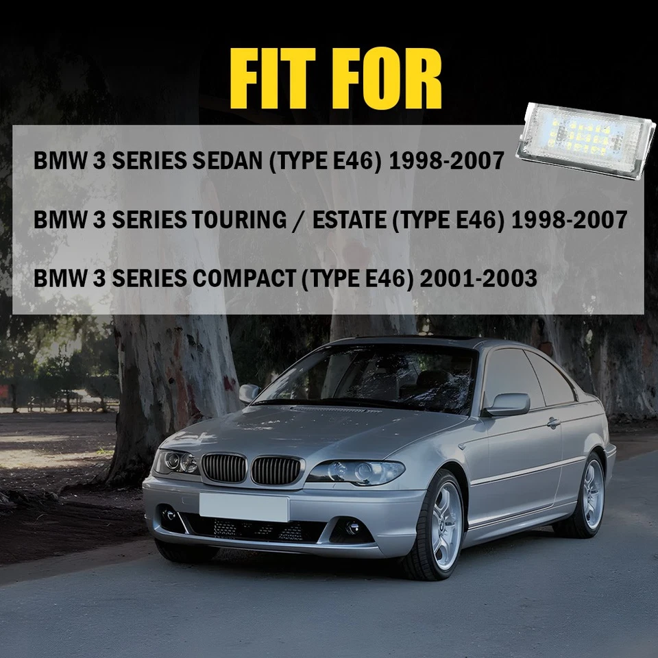 Luz de matrícula de LED para BMW E46 323i 328i 325i 330i 325xi 330xi Canbus 6000K - Imagem 2 de 4