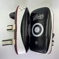 Fairtex Muay Thai Pads Black Curved MMA Kickboxing Shield Leather Martial Arts