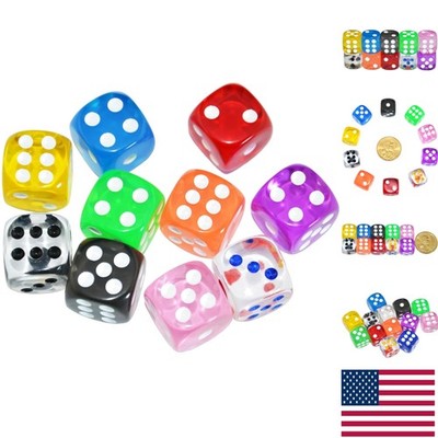 Compact 10-Piece 16mm Transparent D6 Dice Set for Gaming & Learning Adventures