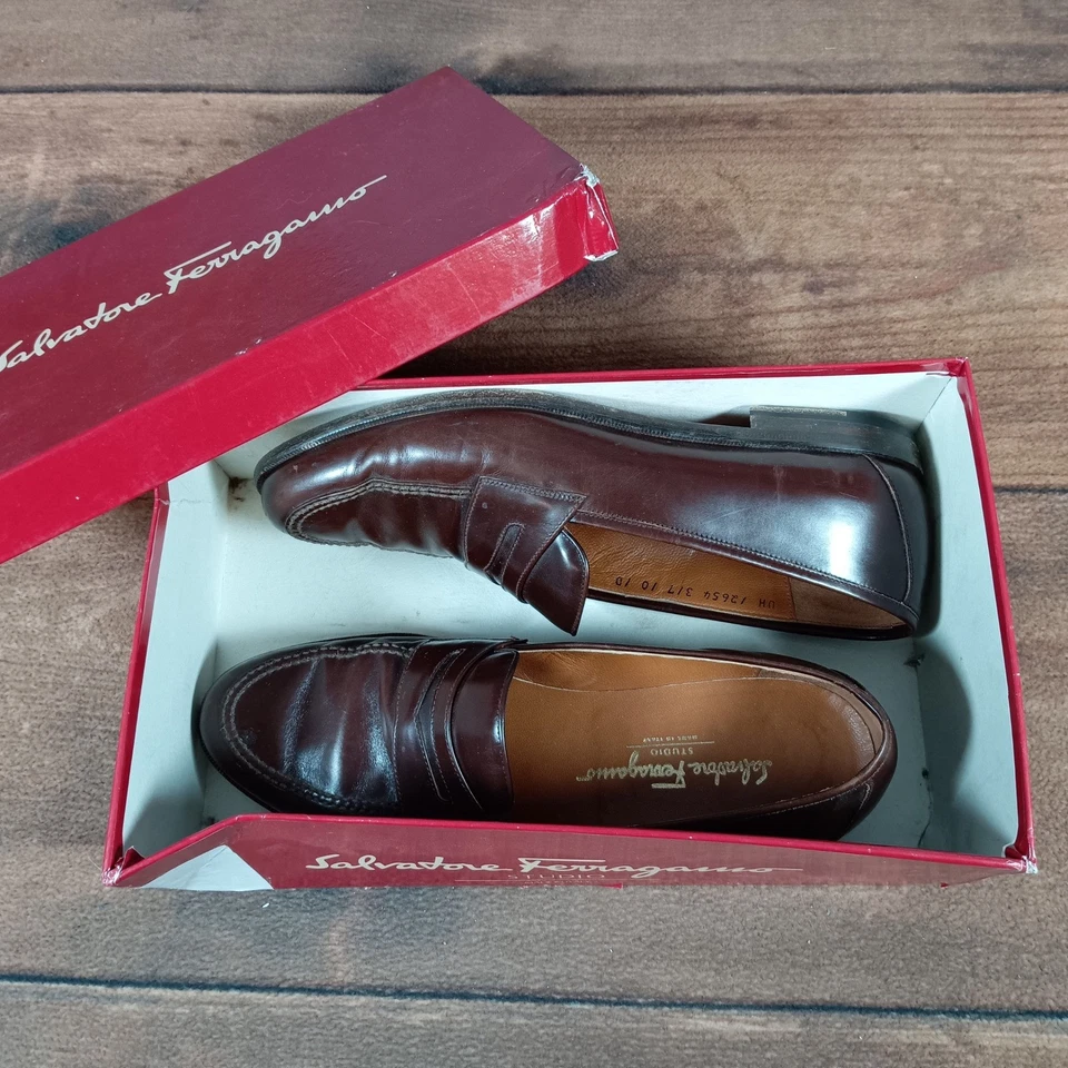 Salvatore Ferragamo Teramo Dark Brown Calf Leather Loafer Shoes Mens Size 10D - Image 2 of 4