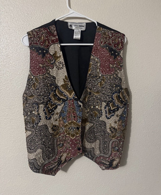 ANA MORA One Size Multicolor Beaded Button Vest