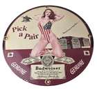 Vintage Budweiser Sign - Adult Beverage Gas Service Station Porcelain Sign