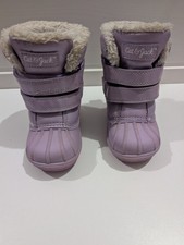 Cat And Jack Girls Winter Snow Boots Waterproof Lavender White Faux Fur Size 5