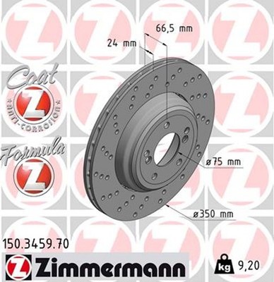 1x Bremsscheibe FORMULA Z ZIMMERMANN 150.3459.70 für BMW E92 E90 E93 3er 1er E82