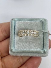 Round Simulated Diamond Three Row Eternity Wedding Band 14K Yellow Gold Finish