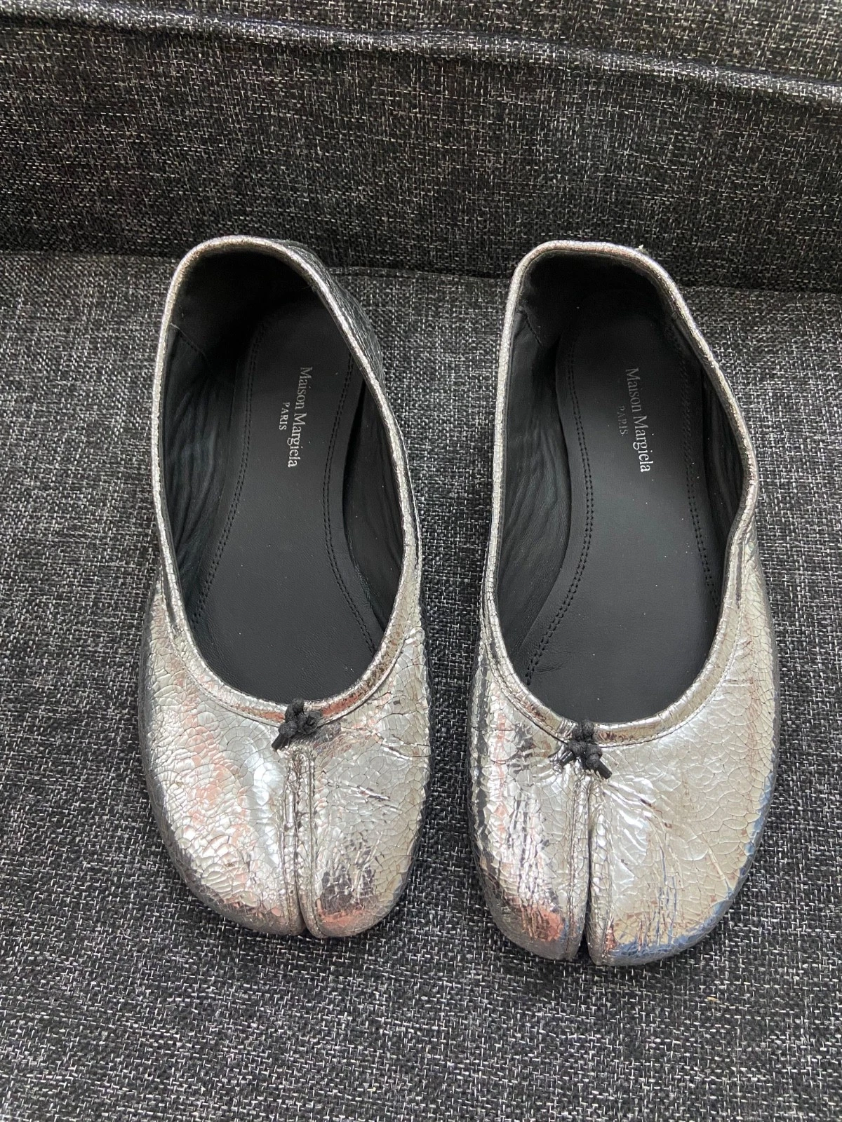 Maison Margiela tabi ballet in silver leather finish size 36 EU,5.5US,3.5UK