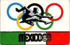 1968 Mexico City Olympics Olympic Rings Athlete Postcard with Stamps