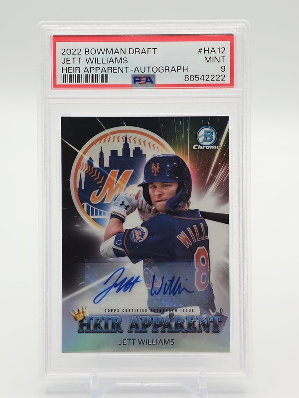 JETT WILLIAMS 2022 BOWMAN CHROME DRAFT HEIR APPARENT AUTO /99 #HA-12 PSA 9 Q7484