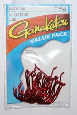 gamakatsu octopus hook size 2/0 red 25 per value pack 02312-25 versatile hooks