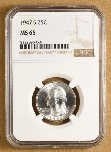 1947 S Washington Silver Quarter NGC MS65
