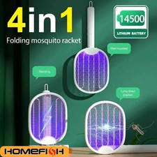 Rechargeable Dual-Mode Electric Fly Swatter Bug Zapper With Base, Lightweight