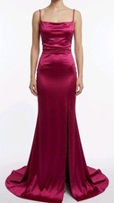 Windsor Satin Lace Up Strappy Dress Medium Wine Red 