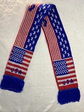 American Flag Knitted Scarf Red White Blue Stars Stripes