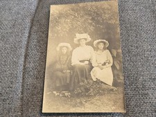 Three Women Edwardian Dresses Hats RPPC Postcard 