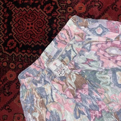 Vintage K.W.B.L Floral Cowboy Tiered Long Skirt Red Sz M Made in USA