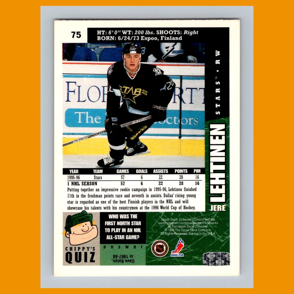 Jere Lehtinen #75 1996-97 Collectors Choice Dallas Stars Hockey Card NHL - Image 2 of 3