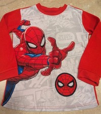 Marvel Spiderman Fleece Top Pajama Long Sleeve Christmas Size 6/7 Red