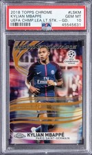 2017 Topps Chrome UEFA Kylian Mbappe Lightning Strike Gold Refractor 1/50 PSA 10