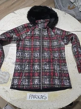 Body Glove 6168 plaid ski/snowboard hooded jacket Women's Size L With Hood
