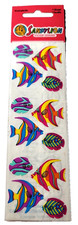 Sandylion Sticker Kromekote Neon Tropical Ocean Sea Fish Design 1 Sheet NIP VTG