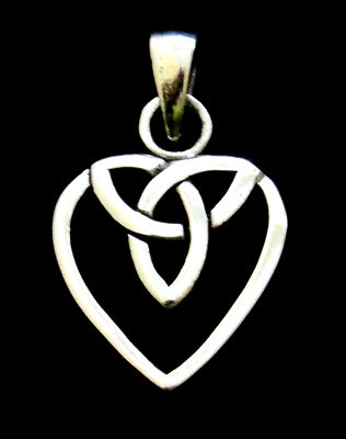 Solid 925 Sterling Silver Triquetras Heart Love Necklace Chain Gift