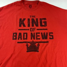 WWE Mens Red Wade Barrett The King Of Bad News Graphic Pullover T Shirt Size 3X