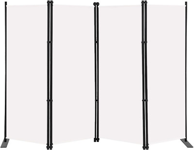 6Ft Tall 4-Panel Foldable Room Divider Screen - White Privacy Partition
