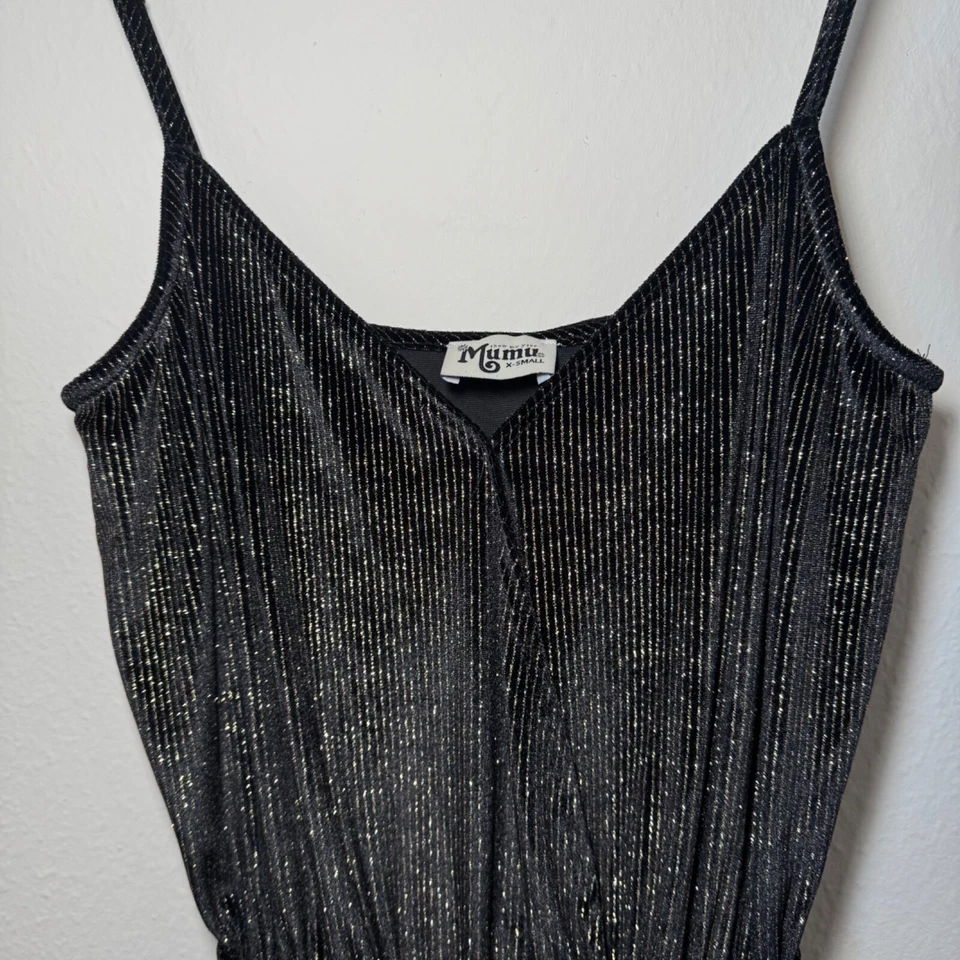 Show Me Your Mumu Jagger Jumpsuit Women's XS Black Metallic Sleeveless Velvet - Image 3 of 4